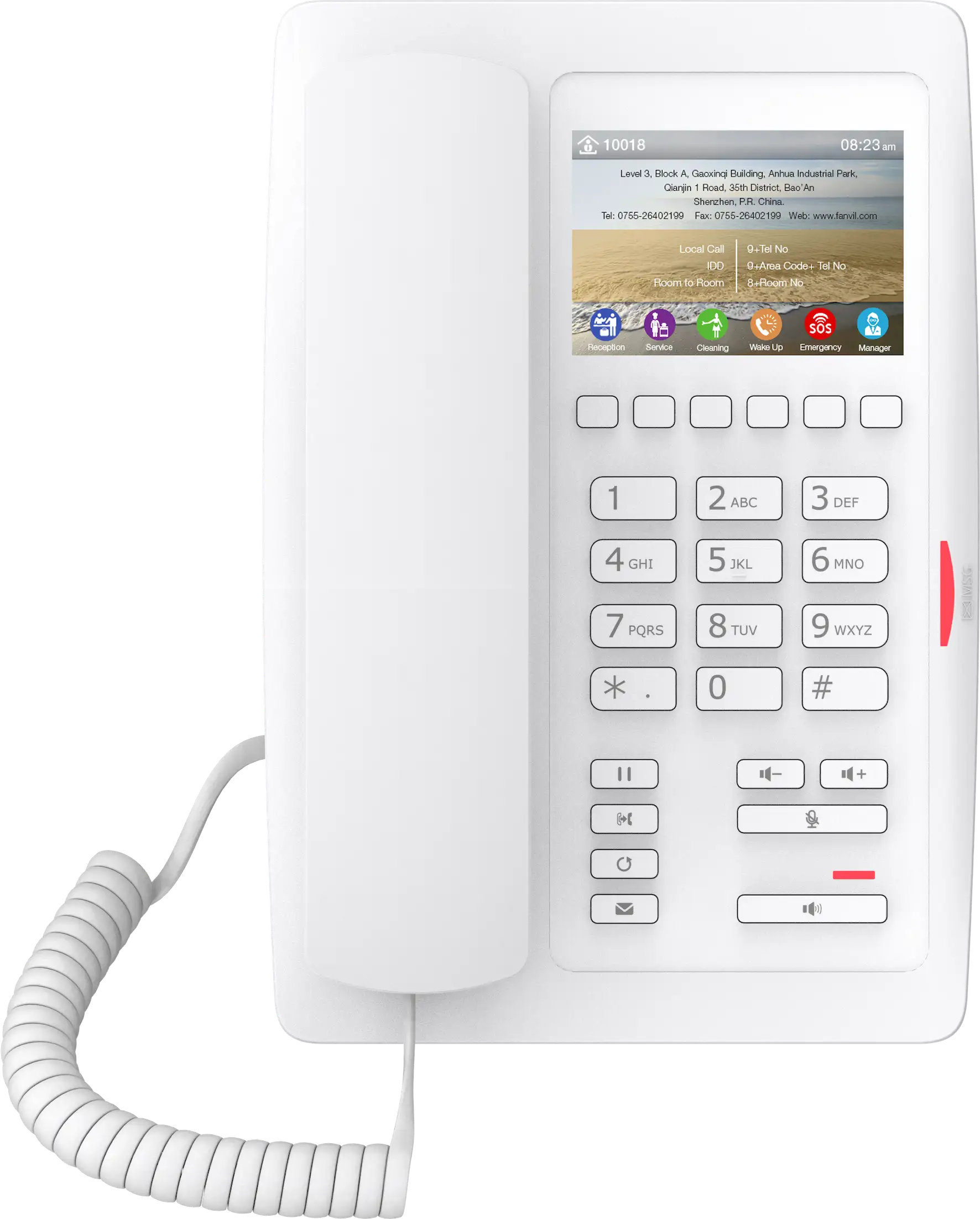 Fanvil H5 Hotel IP Phone White | 3.5" Color Screen, PoE, USB Charging, 6 DSS Keys