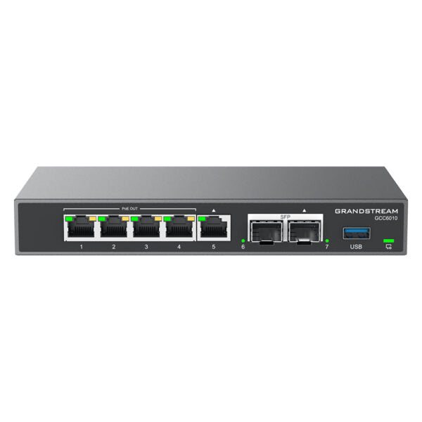 Grandstream GCC6010 Built-in IPPBX (10 Users, 4 Concurrent Calls) + enterprise-grade firewall + VPN Router + 2 x 2.5 Gb, 5 x GigE Network Switch