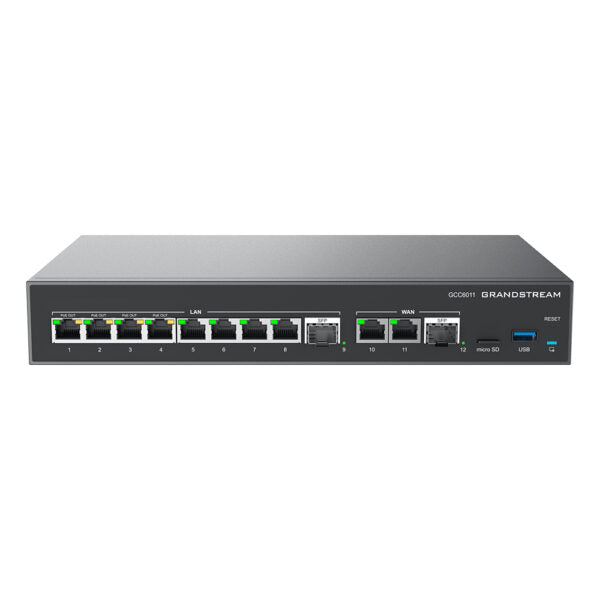 Grandstream GCC6011 Built-in IPPBX (10 Users, 4 Concurrent Calls) + enterprise-grade firewall + VPN Router + 2 x 2.5 Gb, 10 x GigE Network Switch