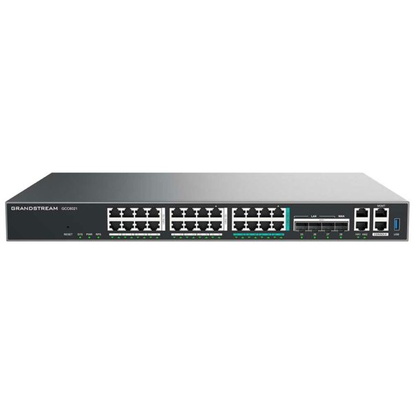 Grandstream GCC6021 Built-in IPPBX (12 Users, 4 Concurrent Calls) + enterprise-grade firewall + VPN Router + 8 x 2.5 Gb, 4 x 10 Gig SFP+, 16 x GigE Network Switch