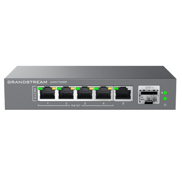 Grandstream GWN7700MP Unmanaged 2.5 MultiGigabit Switch with 5 x 2.5 GigE (4 x PoE), 1 x SFP+