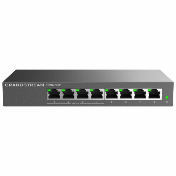 Grandstream GWN7701P Layer 2 Unmanaged PoE Switch, 8 x GigE (4 x PoE), Metal Case