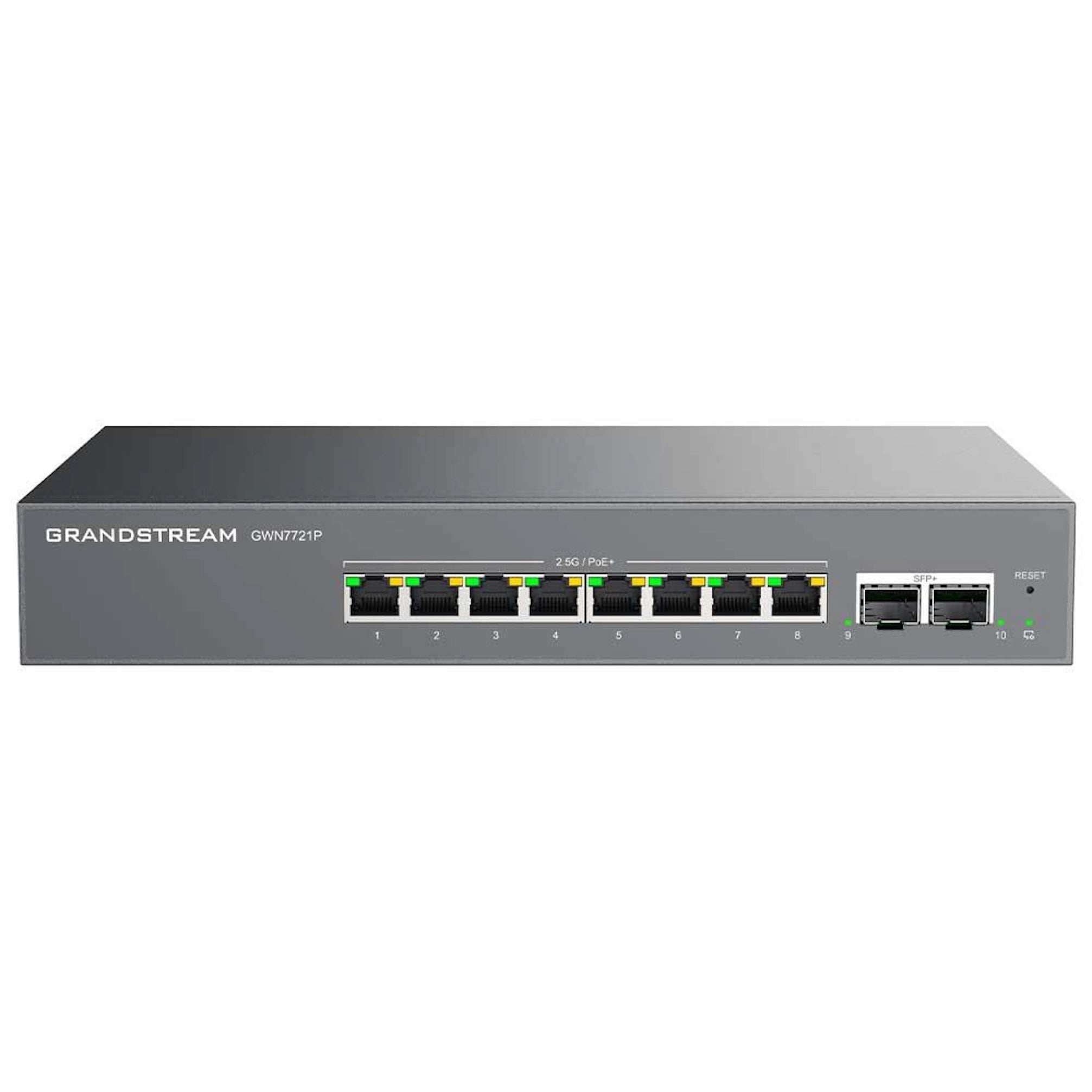 Grandstream GWN7721P Multi-Gig Managed PoE Switch | 8 x 2.5G PoE+, 2 x 10G SFP+