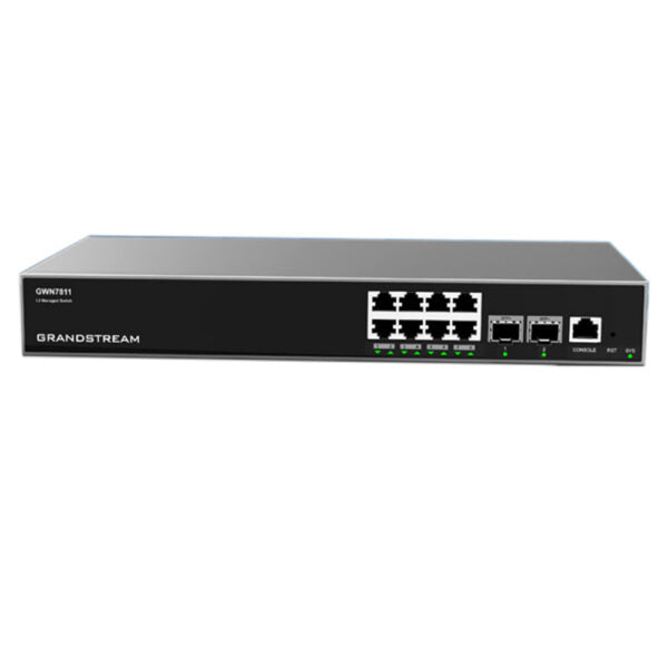Grandstream GWN7811 Enterprise Layer 3 Managed Network Switch, 8 x GigE, 2 x SFP+