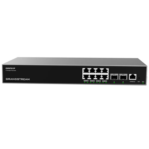 Grandstream GWN7811P Enterprise Layer 3 Managed PoE Network Switch, 8 x GigE, 2 x SFP+