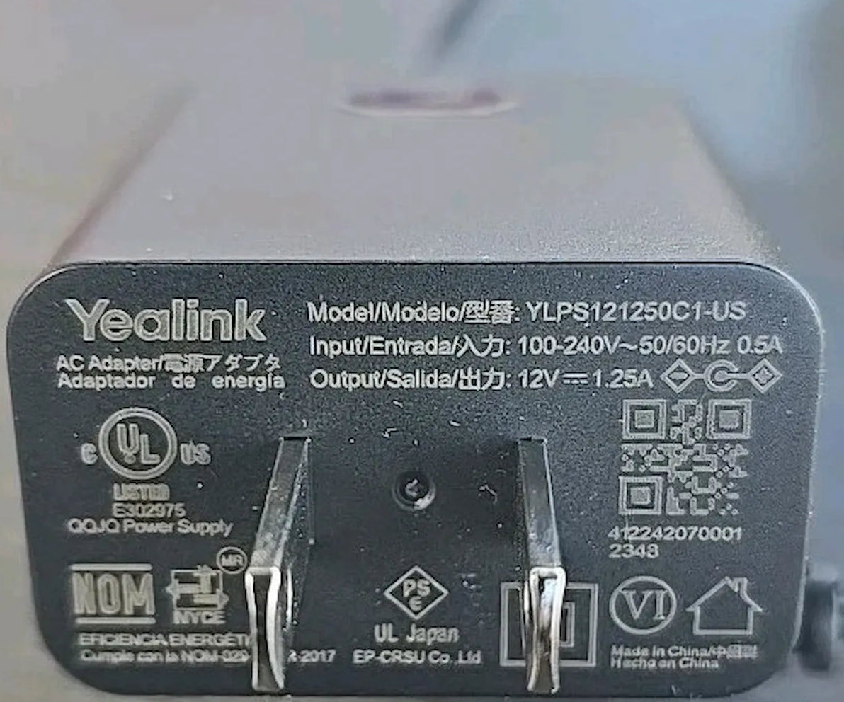 Yealink 12V 1.25A Power Supply for T88 Series-330000022007